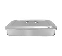 Zerodeko Bandeja Esterilizadora de Acero Inoxidable 201 sin Perforaciones de 115 con Tapa Portátil para Herramientas de Manicura Caja de Esterilización y Remojo para Salón de Uñas