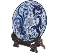 Zerodeko Bandeja Redonda de Cerámica Azul Estilo Chino con Diseño Artístico, Versátil y Fácil de Limpiar para Decoración de Pared y Reuniones Familiares