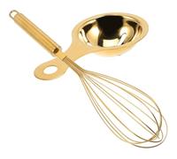 Zerodeko Batidor de Huevos Manual y Fácil de Usar Dorado de Acero Inoxidable Diseño, Herramienta de Cocina para Mezclar y Separar Huevos