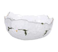 Zerodeko Bol de Vidrio Textura Martillada, Borde Dorado y Diseño Margarita, Contenedor Decorativo Multifunción para Almacenar Frutas y Aperitivos, Tazón Pequeño para Uso en Cocina