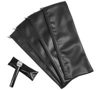 Zerodeko Bolsa para Micrófono Cremallera, 4 Piezas, PU Negro, 28cm | Interior Suave, Diseño Minimalista, para Hogar y Bolos de Dj, Organiza Baterías Aa y Equipo