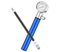 Zerodeko Bomba de Aire Manual para Balones y Bicicleta, Portátil de Aluminio con Manómetro, Color Azul, Inflador Multifuncional para Baloncesto, Fútbol y Neumáticos, Herramienta Ligera