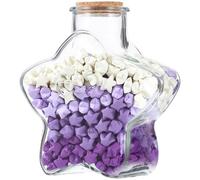 Zerodeko Botella en forma de estrella con 540 tiras de papel de estrella de origami tarro de cristal con tapa de corcho, decoración de boda, botella de deseos para decoración de habitación de niñas