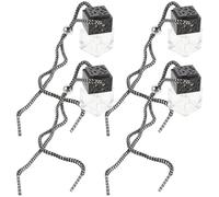 Zerodeko Botellas de Perfume para Coche 4 Piezas, Vidrio Transparente Tapa Negra Hueca, Colgantes para Espejo Retrovisor, Difusor de Aceite Esencial, Ambientador Automotriz Decorativo