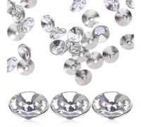 Zerodeko Botones de Cristal Decorativos para Tapicería de Sofá, 100 Piezas, 20 Mm, Acrílico Presilla Metálica, Tachuelas Artesanales para Muebles y Manualidades, Transparentes