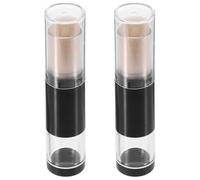 Zerodeko Brocha de Maquillaje Recargable 2 Piezas con Aplicador de Polvos y Base, Cerdas Suaves Color Beige, Pincel Compacto para Retoques y Viaje, Dispensador de Polvo Integrado, Portátil