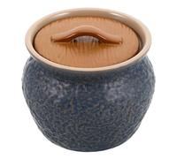 Zerodeko Cacerola de Cerámica Cacerola China con Tapa, Azul, Ración, Conserva el Sabor Original, para Cocinar al Vapor y Cocinar, para Solteros y Familias Pequeñas