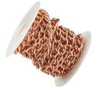 Zerodeko Cadena de Aluminio Rosa Dorado para Bricolaje 3 Metros por Rollo Cadena para Hacer Joyas y Bolsos Accesorio de Artesanía DIY Cordón Colgante Resistente y Decorativo