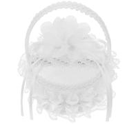 Zerodeko Caja Anillo Boda Con CojíN Bordado De SatéN Mini Cesta Con Asa De Perlas Para Niña De Flores Soporte Para Anillos De Compromiso Y Joyero Elegante
