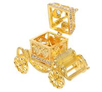 Zerodeko Caja De Baratija De Carruaje Esmaltado Pintado a Mano Joyero Con Diamantes De Imitación Organizador De Joyas Para Anillos Collares Y Pendientes Adorno Decorativo 3.81 X 3.34 X 1.73 in