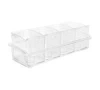 Zerodeko Caja de Condimentos Transparente de Cuatro en Uno con Cucharas y Tapas para Mantener Especias en Buen Estado Adecuado para Picnic y Viaje