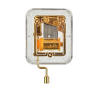 Zerodeko Caja Musical Decorativa Mini Manivela Diseño Transparente y Acabado Dorado Caja de Música DIY para Fiestas y Regalos Reproducción Mecánica del Tema Firmamento Dorado Adecuado