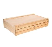 Zerodeko Caja Organizadora de Madera para Pinceles y Bolígrafos, Soporte Multicapa 3 Cajones, Organizador de Pintura Portátil para Manualidades y Dibujo, Adecuado para Artistas