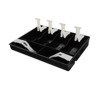 Zerodeko Cajón de caja registradora para guardar dinero - Estuche para billetes - Bandeja de 6 compartimentos con inserto extraíble y clip para accesorios de cajero