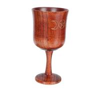 Zerodeko Cáliz Pentagrama y Luna Triple Estilo Retro de Madera Marrón para Ceremonias Religiosas y Adorno del Hogar en Rituales Familiares