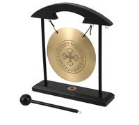 Zerodeko Campana de Gong de Latón Pequeña para Escritorio con Soporte y Mazo, Adorno de Meditación Feng Shui para Ambientación del Hogar y Oficina, Instrumento de Gong Relajante y Amuleto