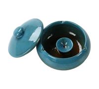 Zerodeko Cenicero de Cerámica Azul Tapa Estilo Chino para Escritorio y Hogar Estructura de Ranura Práctico y Decorativo