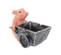 Zerodeko Cenicero De Modelado De Carro De Animales, Soporte para Cenizas De Escritorio, Adorno Artesanal De Resina, Carrito De Cerdo De Dibujos Animados, Cenicero, Contenedor De Cenizas De