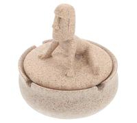 Zerodeko Cenicero decorativo accesorio versátil con tapa a prueba de viento de resina diseño único estatua piedra yoga caqui para oficina y hogar