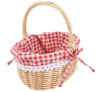 Zerodeko Cesta de Mimbre Roja para Almacenamiento y Servicio de Alimentos, Cesta Ovalada para Picnic y Uso Diario Hogar