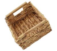 Zerodeko Cesta de Ratán Tejida con Asas para Almacenamiento Decorativo Base Plana y Diseño Natural para Organizar Juguetes y Pan en Escritorio o Habitación