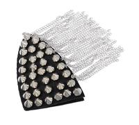 Zerodeko Charretera Remaches y Borla Plateada, Accesorio de Uniforme Punk Vintage para Hombro, 1 Pieza, Adecuado para Disfraces, Fiestas y Ceremonias, Cadena Decorativa para Ropa