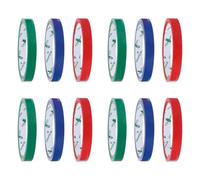 Zerodeko Cinta de Embalaje para Máquina de Sellar Bolsas 12 Mm 12 Rollos (4 Rojo, 4 Azul, 4 Verde) Resistente, Adhesiva Alimentos Frescos Uso Supermercado