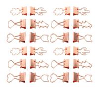 Zerodeko Clips de Carpeta Metálicos Rosa Dorado 24 Unidades Formas de Corazón Gato Cactus Pingüino y Flor Clips Decorativos Pequeños para Oficina Manualidades y Organización en