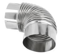 Zerodeko Codo para Chimenea de Acero Inoxidable Ligero y Resistente al Desgarro, Accesorio para Escape de Estufa de Leña en Color Plata, Adecuado para Estufas de Calefacción