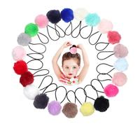 Zerodeko Coleteros Elásticos Pompones de Felpa 22 Piezas Multicolor para Niñas Suaves y Antidecoloración para Peinados Diarios