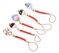 Zerodeko Colgante de Gato la Suerte para Teléfono y Mochila, 5 Piezas de Cerámica con Cuerda, Símbolo de Riqueza y Regalo Original para Amigos Estilo Aleatorio