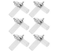 Zerodeko Colgante de Mini Botellas de Vidrio para Aceite Esencial 35X11 MM 12 Piezas con Tapa Acrílica Plateada Brillante Frascos Portátiles para Aromaterapia y Decoración de Viaje