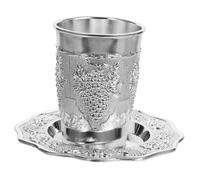 Zerodeko Copa De Kidush Plateada Platillo para Shabat y Pésaj Resistente para Celebraciones Judías Tradicionales