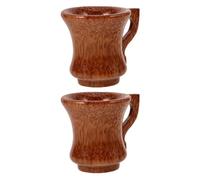 Zerodeko Copas de Vino de Madera 2 Piezas con Tallo, Taza Multifuncional para Bebidas Frías y Calientes, Diseño Redondo con Vetado Auténtico, Aptas para Hogar y Oficina