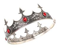 Zerodeko Corona Vintage para Hombre Corona de Rey con Diseño Delicado y Piedras Rojas Accesorio para Fiestas Disfraces y Cosplay Tiara Estable para Eventos y Cumpleaños