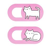 Zerodeko Cubierta de Cámara Web Ultrafina para Portátil y Tablet, Diseño Gato Rosa, Set 2 Piezas, Funda de Privacidad para Cámara de Ordenador, Protector Deslizante contra Espionaje
