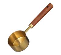 Zerodeko Cuchara Medidora Dorada de Acero Inoxidable y Madera de 60ml para Cocina y Horneado Alta Durabilidad y Resistencia al Desgaste