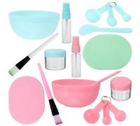 Zerodeko Cuencos para Mascarillas Faciales DIY con Cucharas Medidoras y Pinceles Herramientas Cosméticas para Cuidado Facial Colores Rosa y Verde Kit Completo para Mascarillas Caseras