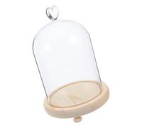 Zerodeko Cúpula de Cristal en Forma de Corazón Contenedor de Globos con Base de Madera y Luz Cálida 12x16 Cm Cubierta Transparente y Exhibición de Artesanías para Ambientación del Hogar