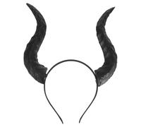 Zerodeko Diadema de Cuernos de Toro Desmontable para Cosplay de Halloween y Fiestas, Banda Cabello Cómoda y Fácil de Guardar en Color Negro
