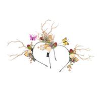 Zerodeko Diadema de Fiesta Navideña Luces LED de Cuernos de Ciervo, Accesorio Cabello de Acero y Flores Simuladas, Adecuado para Fiestas de Navidad, Pack de 2 Piezas