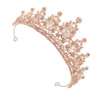 Zerodeko Diadema para Novia Forma de Tiara, Accesorio de Boda de Aleación, Tocado Gemas de Imitación Brillante en Color Champán, Adecuado para Ceremonia y Evento Nupcial