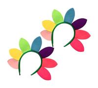 Zerodeko Diademas de Mujer 2 Pcs Flores Solares Multicolor, Diadema para Fiestas y Festivales, Accesorio Cabello y Cosplay, Banda Divertida para Cabello
