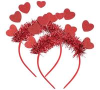 Zerodeko Diademas de Mujer Rojas con Diseño, Ligeras y Cómodas, Ideales para Fiestas de San Valentín y Bodas, Paquete de 2 Piezas Lentejuelas Brillantes