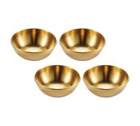 Zerodeko Diseño Simple Juego de 4 Platos Redondos de Acero Inoxidable Dorado y Fácil de Transportar para Aperitivos y Salsas para Decoración de Mesa
