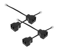 Zerodeko Divisor Telefónico Rj11 Desmontable 6p4c, Adaptador de Línea Telefónica Rj14 de 4 Núcleos, Cable Adaptador para Teléfonos, Kit de 4 Piezas Negro para Conexión Múltiple en Oficina