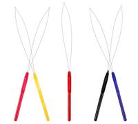 Zerodeko Enhebradores de Aguja de Metal para Trenzar Pelucas y Rastas, Juego de 5 Piezas en Negro, Amarillo, Rojo, Azul y Fucsia, Herramientas para Tejer y Extender Cabello, Uso