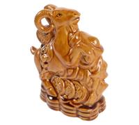 Zerodeko Escultura de Cabra del Zodiaco Chino - Decoración de Animales Feng Shui para el Año Nuevo 2027 - Adorno de Escritorio de cerámica con Figura de Cabra del Zodiaco y Moneda para la Mesa de la