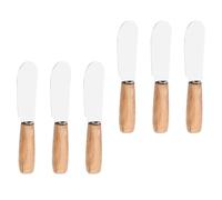 Zerodeko Espátulas para Mantequilla 6 Piezas Acero Inoxidable Mango de Madera Resistentes al Calor para Repostería y Uso Doméstico Accesorios Cocina Raspadores Crema Color Color Aleatorio