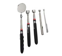 Zerodeko Espejo de Inspección para Coche 5 Unidades, 50 Mm Redondo, Varilla Telescópica Metálica Ajustable, Mango Antideslizante de Goma, Portátil para Revisión y Detección en Talleres